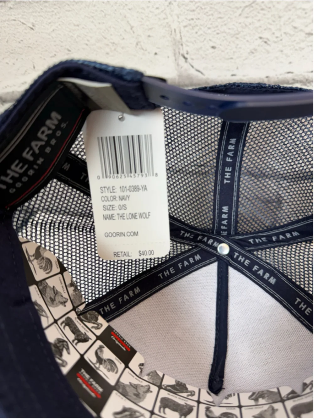 Men’s Goorin Bros Lone Wolf Hat Navy Blue Trucker Hat The Farm OSFM NWT
